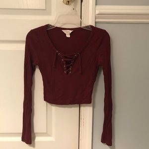 Long sleeve red crop top
